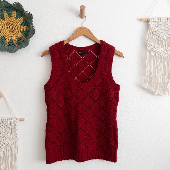 Express Design Studio Merino Wool Blend Crochet Pullover Sweater Size Medium - Picture 1 of 5
